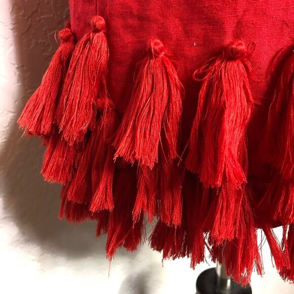 Tularosa red linen blend fringe tassel trim dress size XS - Picture 12 of 16
